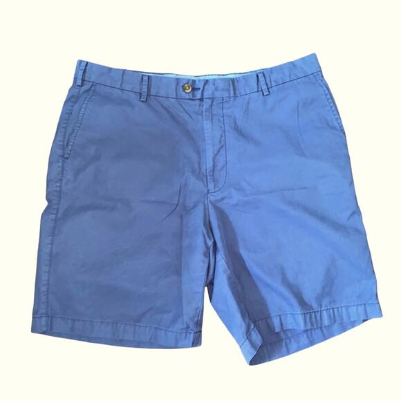 Peter Millar Pima Cotton Shorts Blue size 38 two front and back button pockets - Picture 1 of 4